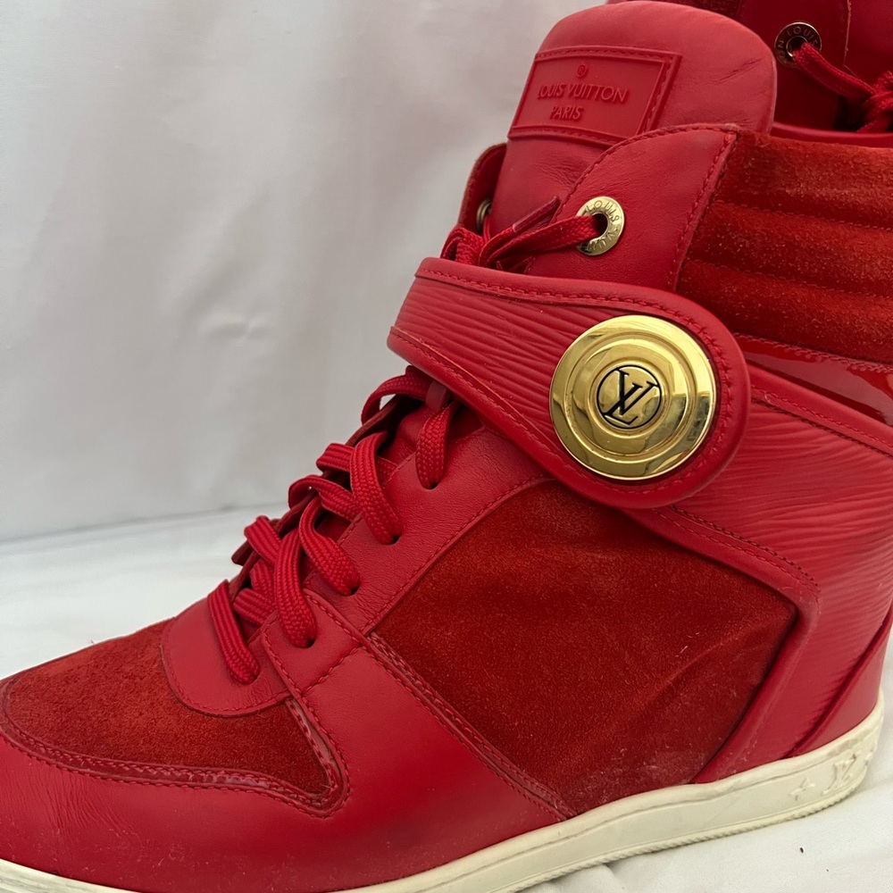 Louis Vuitton Red Sneakers with Gold Detail